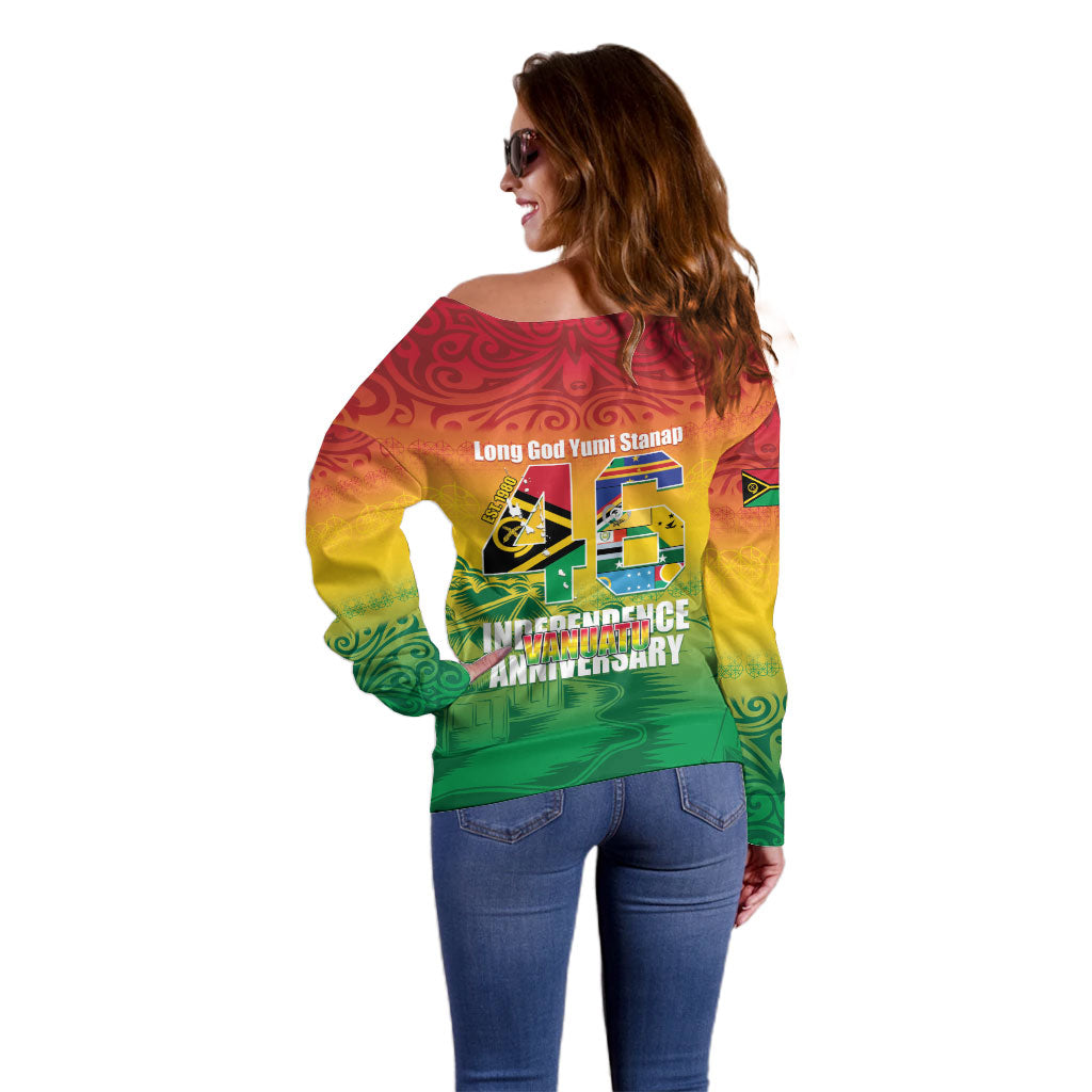 Vanuatu Indipendens Dei Off Shoulder Sweater Yumi 46th Independence Anniversary LT14 - Polynesian Pride