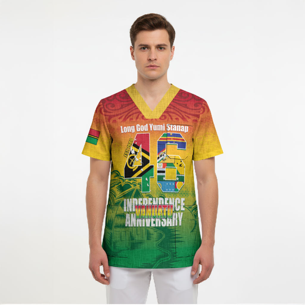 Vanuatu Indipendens Dei Scrub Top Yumi 46th Independence Anniversary LT14 - Polynesian Pride