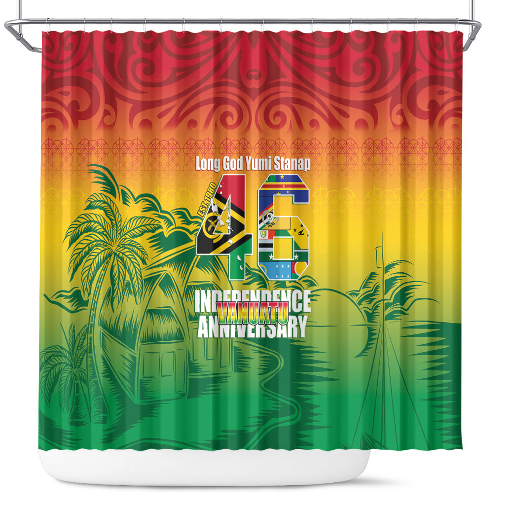 Vanuatu Indipendens Dei Shower Curtain Yumi 46th Independence Anniversary