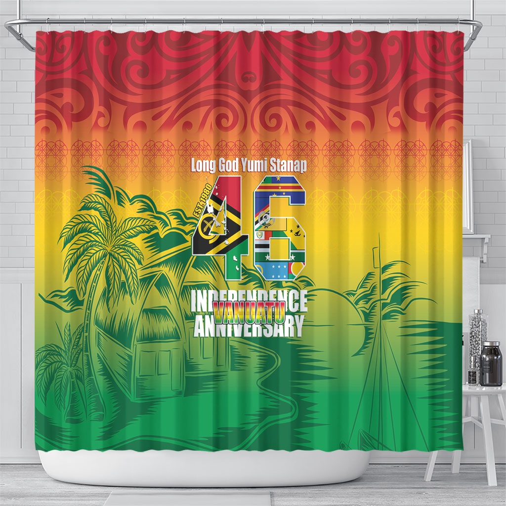 Vanuatu Indipendens Dei Shower Curtain Yumi 46th Independence Anniversary
