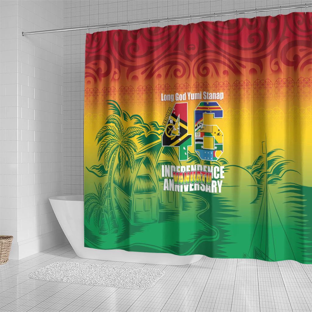 Vanuatu Indipendens Dei Shower Curtain Yumi 46th Independence Anniversary