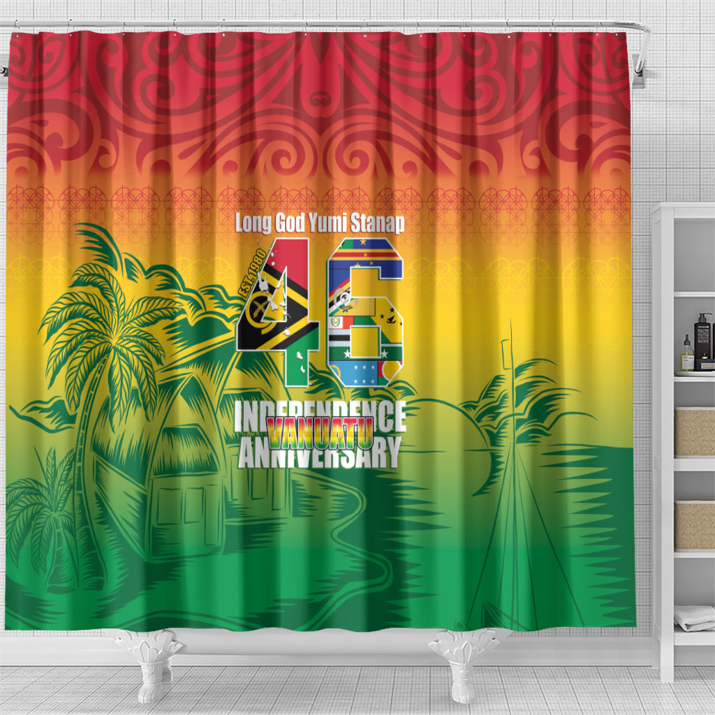 Vanuatu Indipendens Dei Shower Curtain Yumi 46th Independence Anniversary