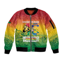 Vanuatu Indipendens Dei Sleeve Zip Bomber Jacket Yumi 46th Independence Anniversary LT14 Unisex Reggae - Polynesian Pride