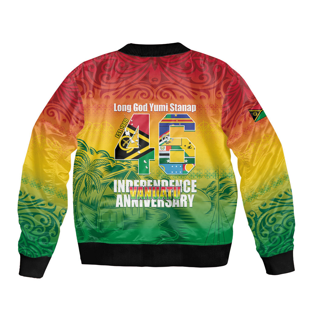 Vanuatu Indipendens Dei Sleeve Zip Bomber Jacket Yumi 46th Independence Anniversary LT14 - Polynesian Pride