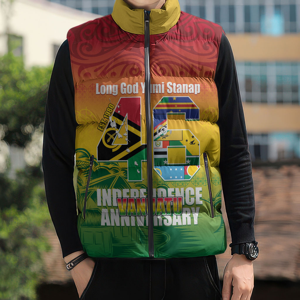 Vanuatu Indipendens Dei Sleeveless Puffer Jacket Yumi 46th Independence Anniversary LT14 - Polynesian Pride