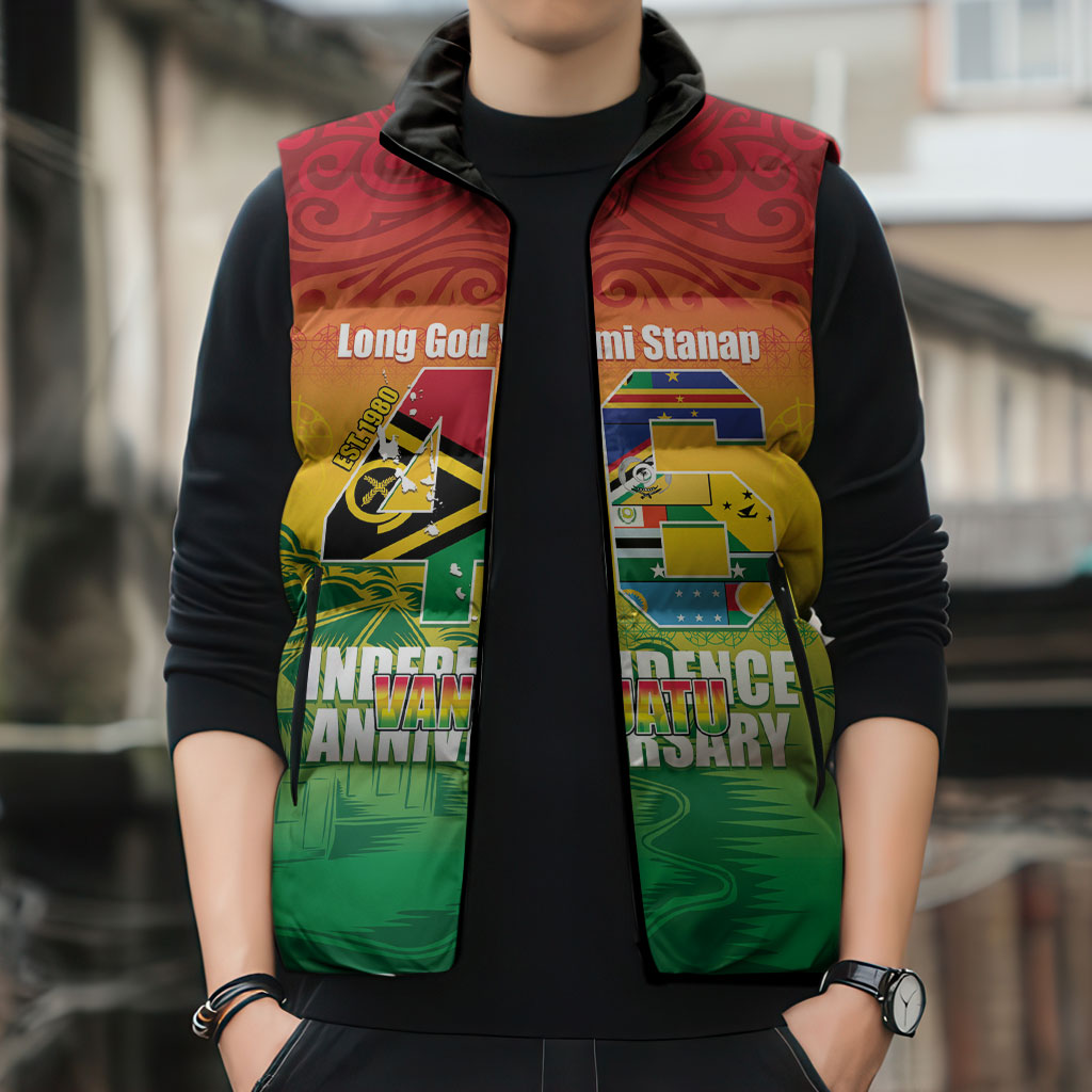 Vanuatu Indipendens Dei Sleeveless Puffer Jacket Yumi 46th Independence Anniversary LT14 - Polynesian Pride