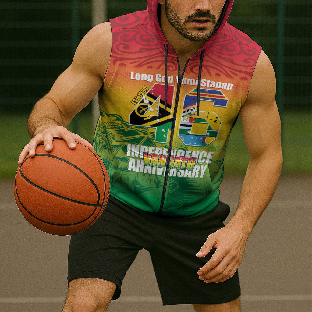 Vanuatu Indipendens Dei Sleeveless Zip Hoodie Yumi 46th Independence Anniversary LT14 - Polynesian Pride