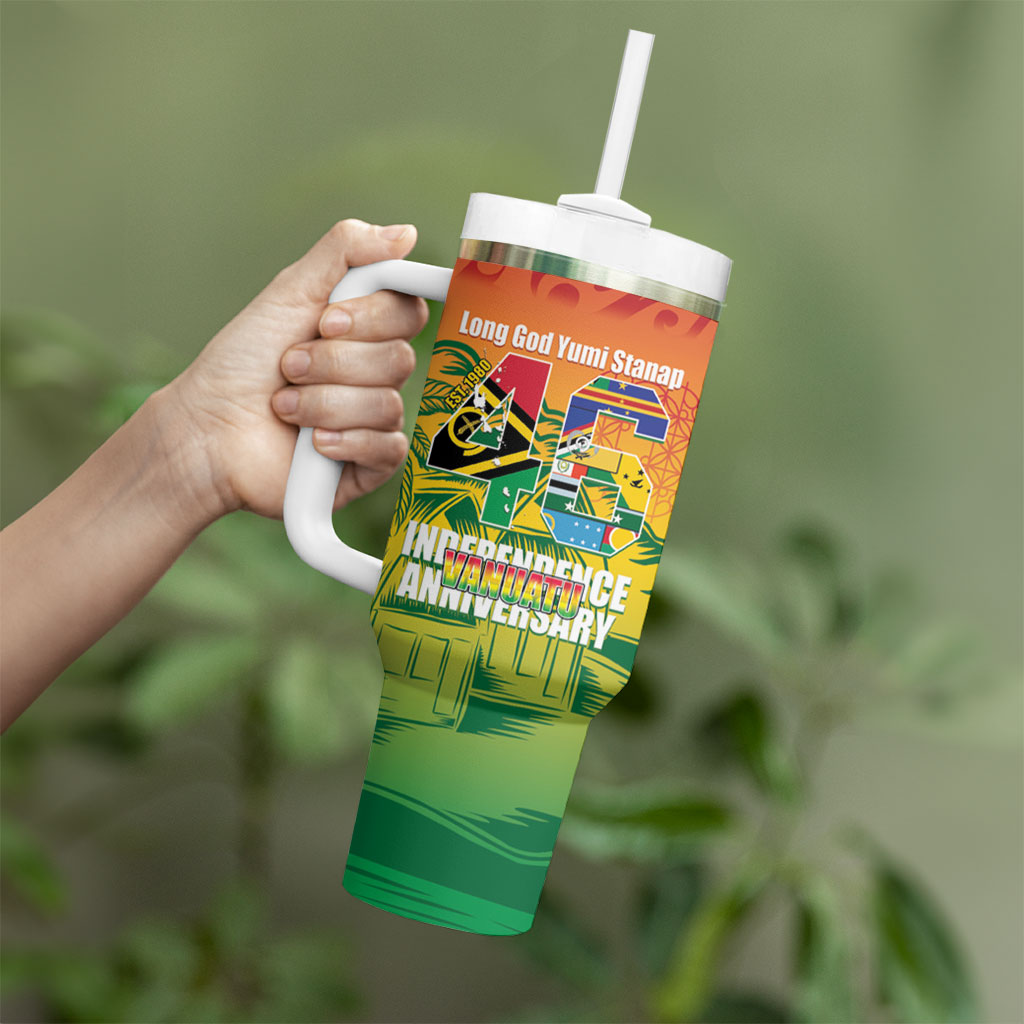 Vanuatu Indipendens Dei Tumbler With Handle Yumi 46th Independence Anniversary LT14 - Polynesian Pride