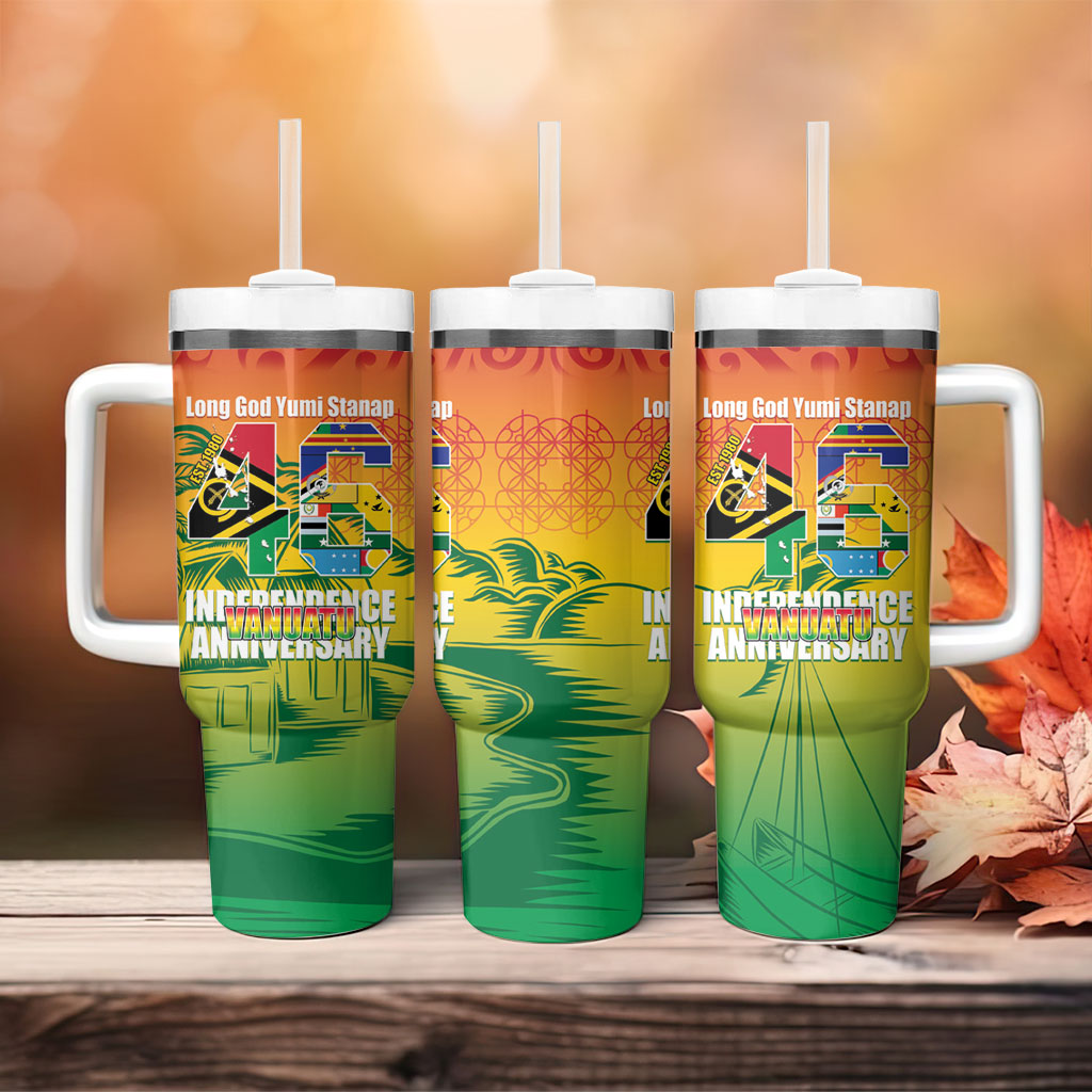 Vanuatu Indipendens Dei Tumbler With Handle Yumi 46th Independence Anniversary LT14 - Polynesian Pride