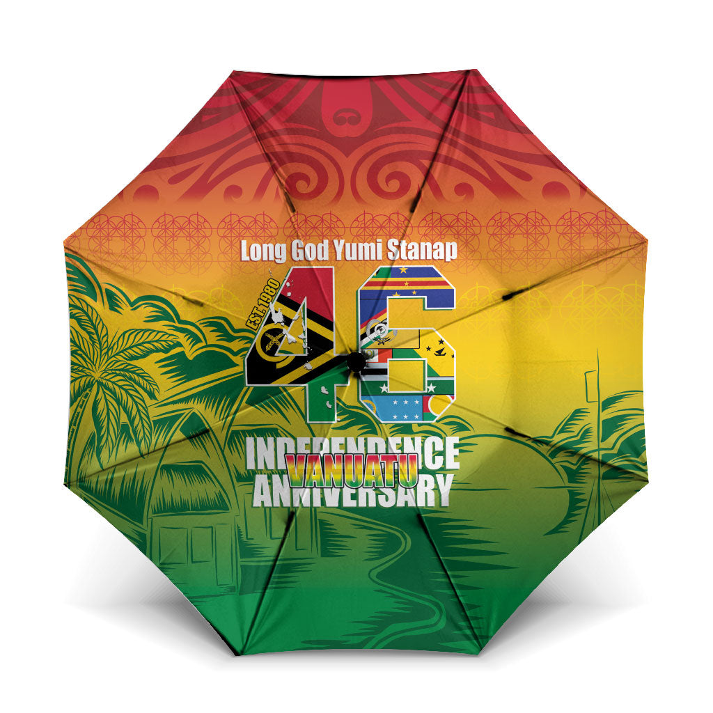Vanuatu Indipendens Dei Umbrella Yumi 46th Independence Anniversary LT14 One Size Folded 11.42 inch Opened Diameter 37.4 inch Reggae - Polynesian Pride