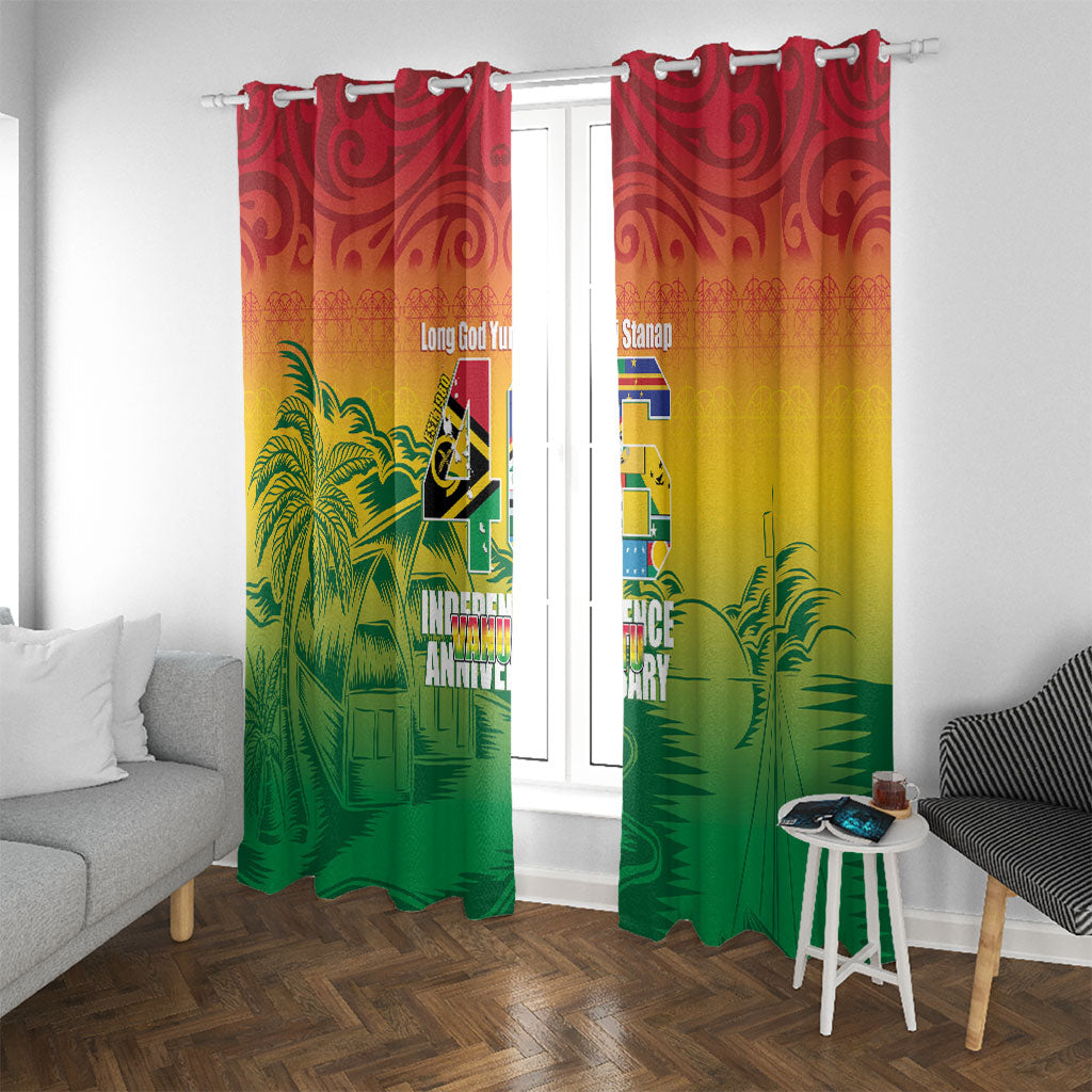 Vanuatu Indipendens Dei Window Curtain Yumi 46th Independence Anniversary LT14 With Grommets Reggae - Polynesian Pride