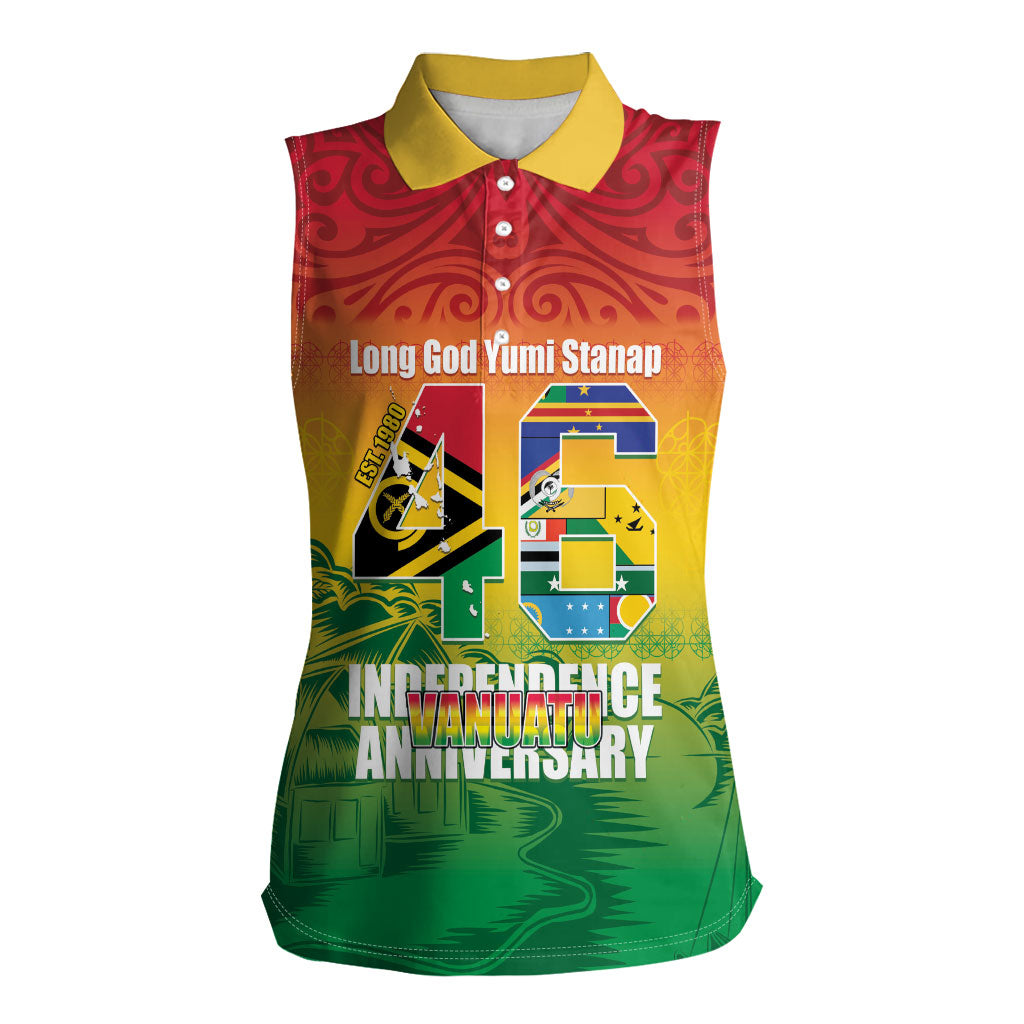 Vanuatu Indipendens Dei Women Sleeveless Polo Shirt Yumi 46th Independence Anniversary