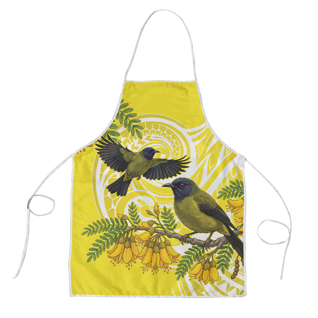 Bellbird New Zealand Apron Korimako Kowhai Maori Pattern LT14 Yellow - Polynesian Pride