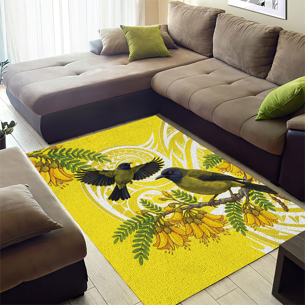 Bellbird New Zealand Area Rug Korimako Kowhai Maori Pattern LT14 - Polynesian Pride