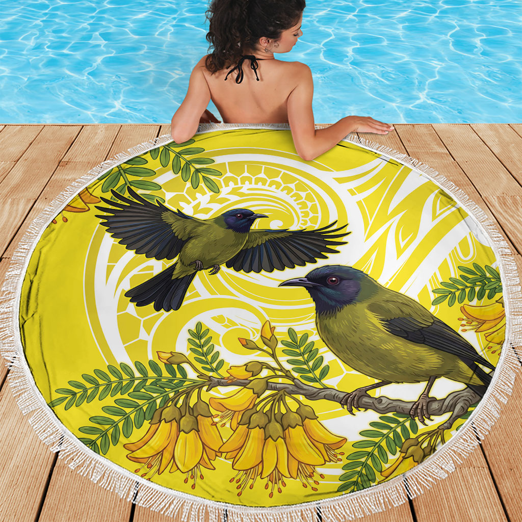 Bellbird New Zealand Beach Blanket Korimako Kowhai Maori Pattern LT14 - Polynesian Pride