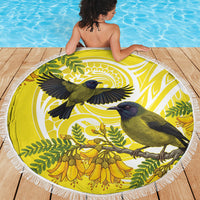 Bellbird New Zealand Beach Blanket Korimako Kowhai Maori Pattern LT14 - Polynesian Pride