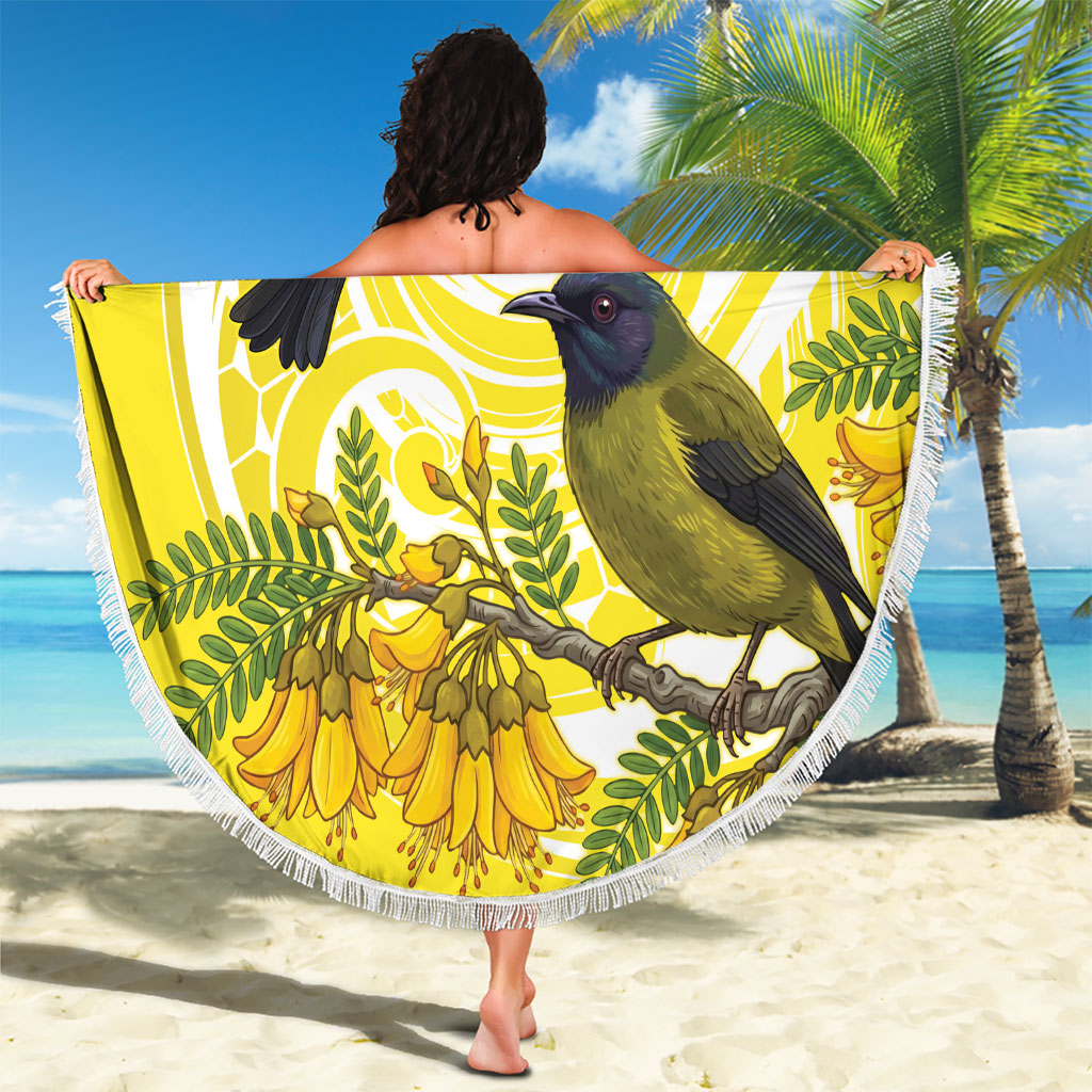 Bellbird New Zealand Beach Blanket Korimako Kowhai Maori Pattern LT14 - Polynesian Pride