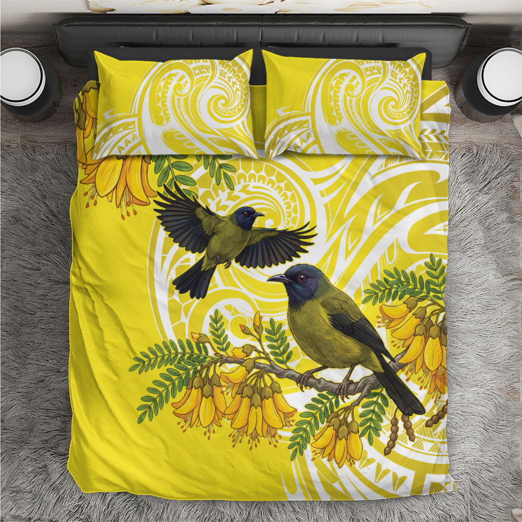 Bellbird New Zealand Bedding Set Korimako Kowhai Maori Pattern LT14 Yellow - Polynesian Pride