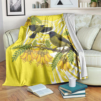 Bellbird New Zealand Blanket Korimako Kowhai Maori Pattern LT14 Yellow - Polynesian Pride