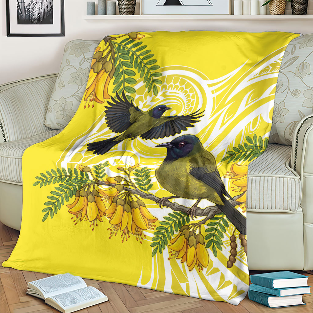 Bellbird New Zealand Blanket Korimako Kowhai Maori Pattern LT14 - Polynesian Pride