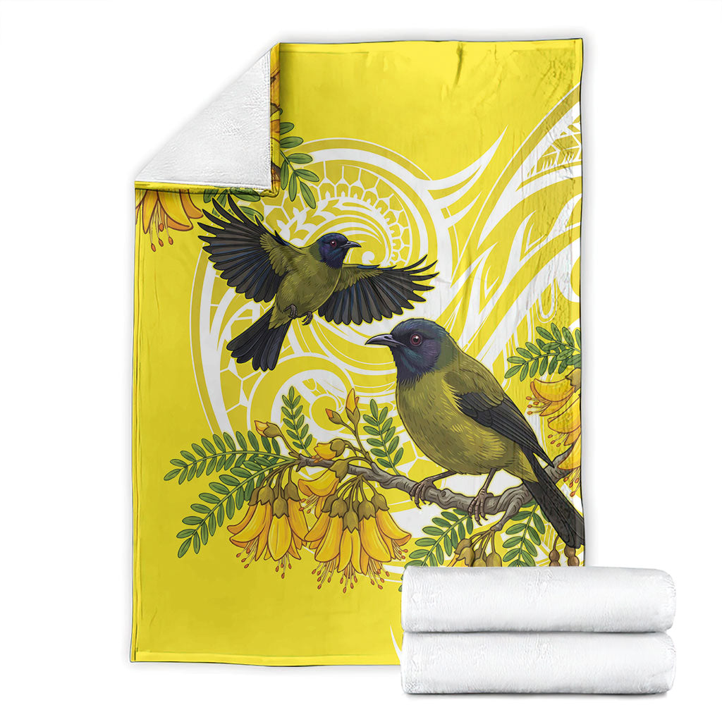 Bellbird New Zealand Blanket Korimako Kowhai Maori Pattern LT14 - Polynesian Pride
