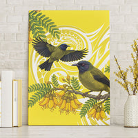 Bellbird New Zealand Canvas Wall Art Korimako Kowhai Maori Pattern LT14 Without Frame Yellow - Polynesian Pride