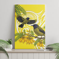 Bellbird New Zealand Canvas Wall Art Korimako Kowhai Maori Pattern LT14 - Polynesian Pride