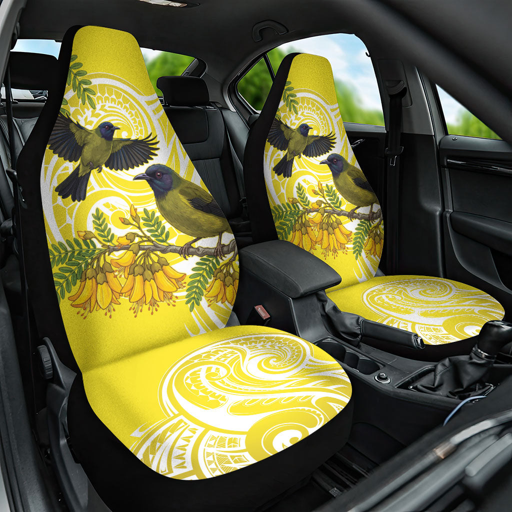 Bellbird New Zealand Car Seat Cover Korimako Kowhai Maori Pattern LT14 One Size Yellow - Polynesian Pride