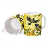 Bellbird New Zealand Ceramic Mug Korimako Kowhai Maori Pattern LT14 - Polynesian Pride