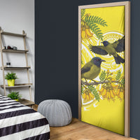 Bellbird New Zealand Door Cover Korimako Kowhai Maori Pattern LT14 - Polynesian Pride