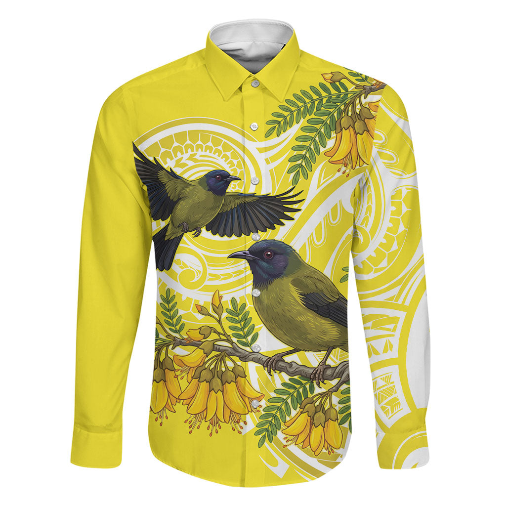 Bellbird New Zealand Family Matching Summer Maxi Dress and Hawaiian Shirt Korimako Kowhai Maori Pattern