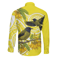 Bellbird New Zealand Family Matching Summer Maxi Dress and Hawaiian Shirt Korimako Kowhai Maori Pattern