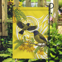 Bellbird New Zealand Garden Flag Korimako Kowhai Maori Pattern LT14 Garden Flag Yellow - Polynesian Pride