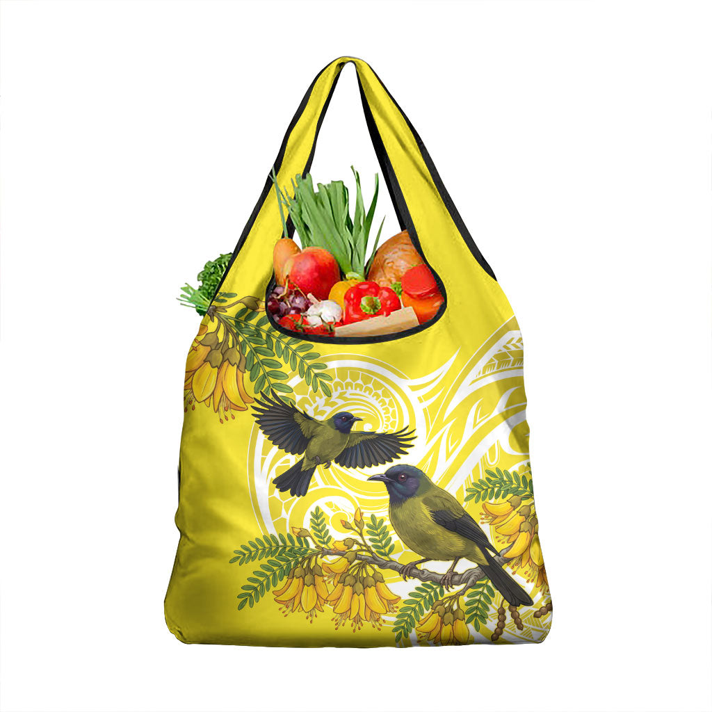 Bellbird New Zealand Grocery Bag Korimako Kowhai Maori Pattern LT14 1-pack One Size Yellow - Polynesian Pride