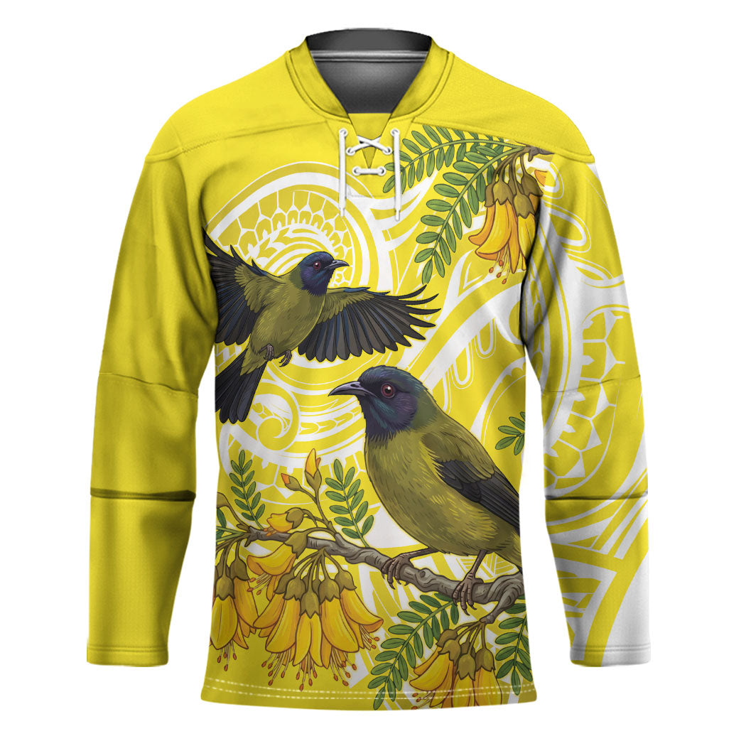 Bellbird New Zealand Hockey Jersey Korimako Kowhai Maori Pattern LT14 Unisex Yellow - Polynesian Pride