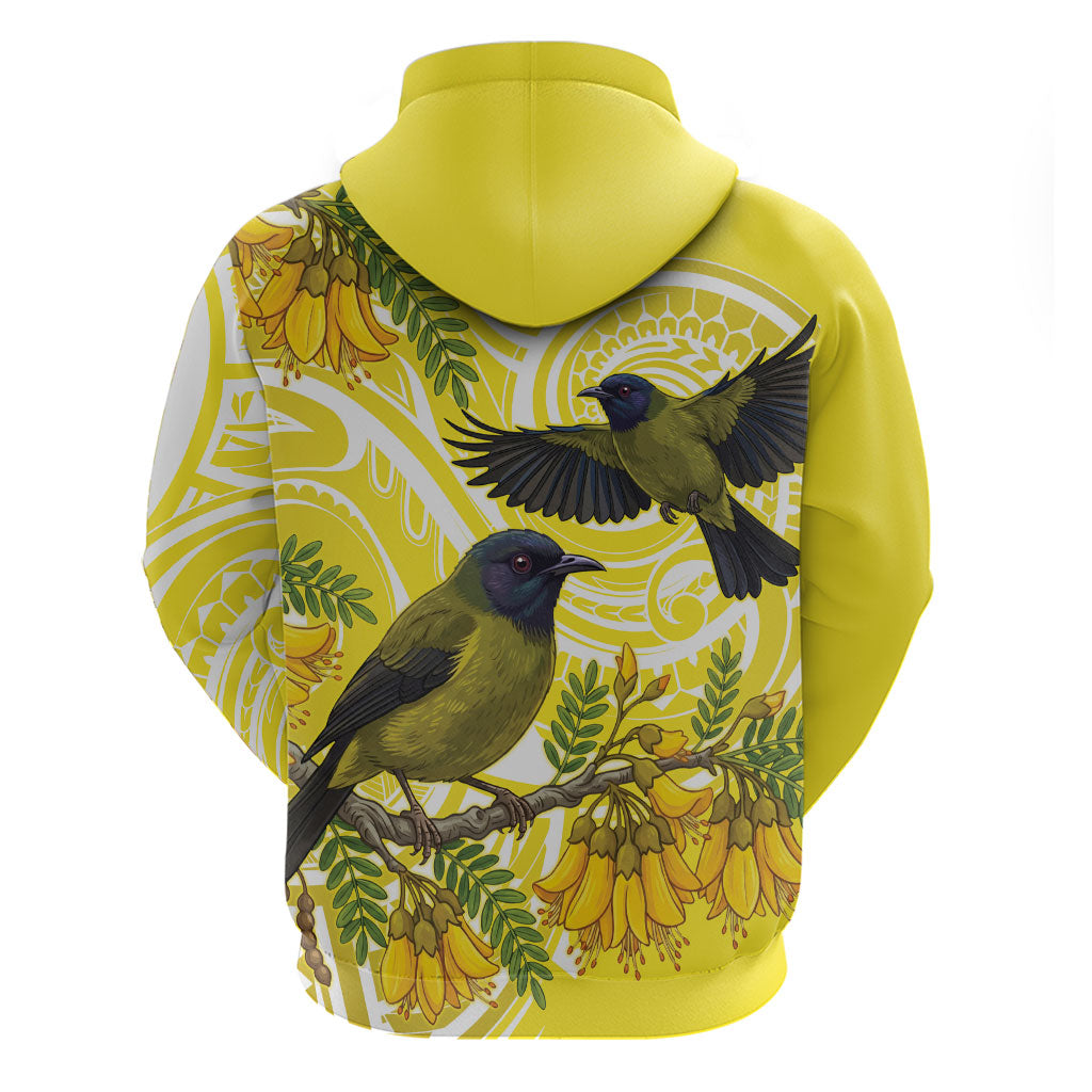 Bellbird New Zealand Hoodie Korimako Kowhai Maori Pattern LT14 - Polynesian Pride