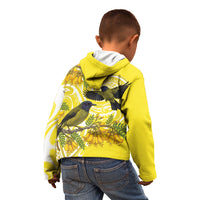 Bellbird New Zealand Kid Hoodie Korimako Kowhai Maori Pattern LT14 - Polynesian Pride