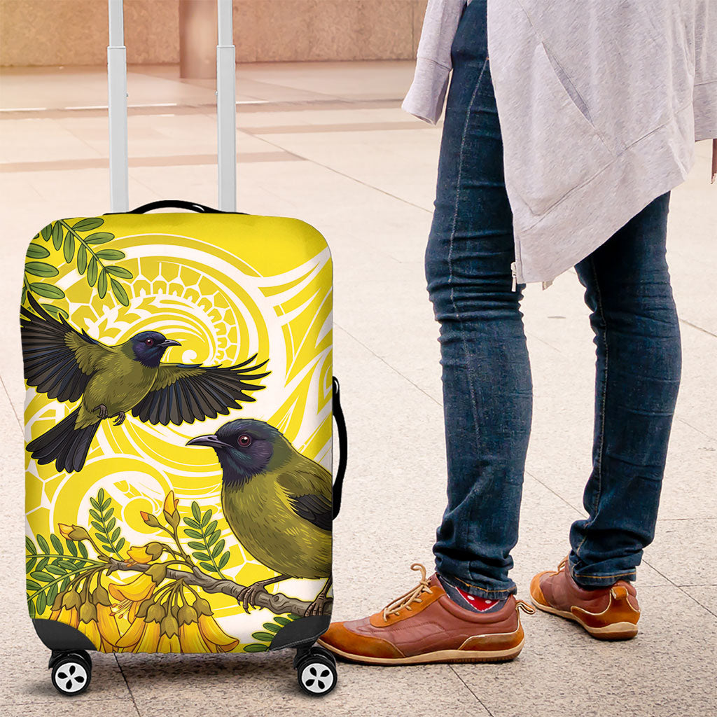 Bellbird New Zealand Luggage Cover Korimako Kowhai Maori Pattern LT14 Yellow - Polynesian Pride