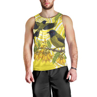 Bellbird New Zealand Men Tank Top Korimako Kowhai Maori Pattern LT14 - Polynesian Pride
