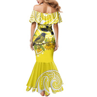Bellbird New Zealand Mermaid Dress Korimako Kowhai Maori Pattern LT14 - Polynesian Pride