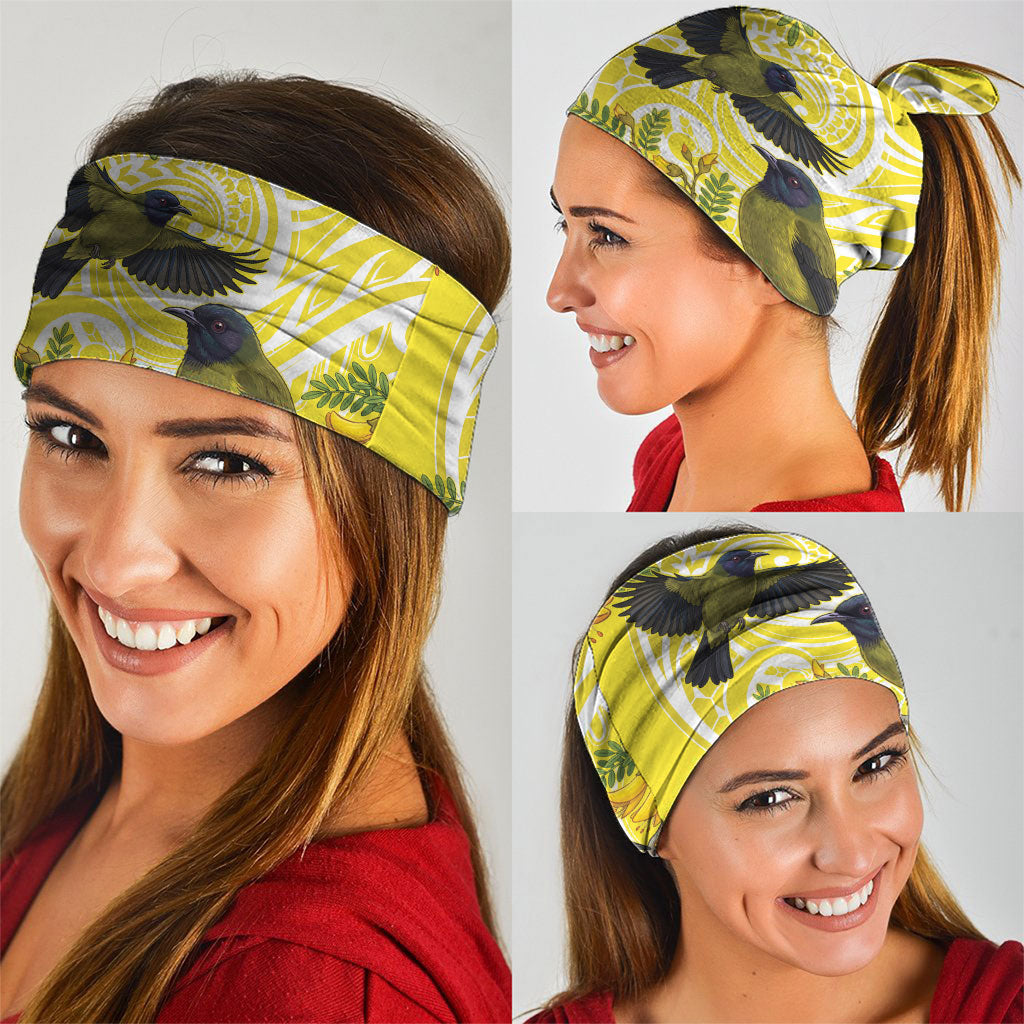 Bellbird New Zealand Neck Gaiter Korimako Kowhai Maori Pattern