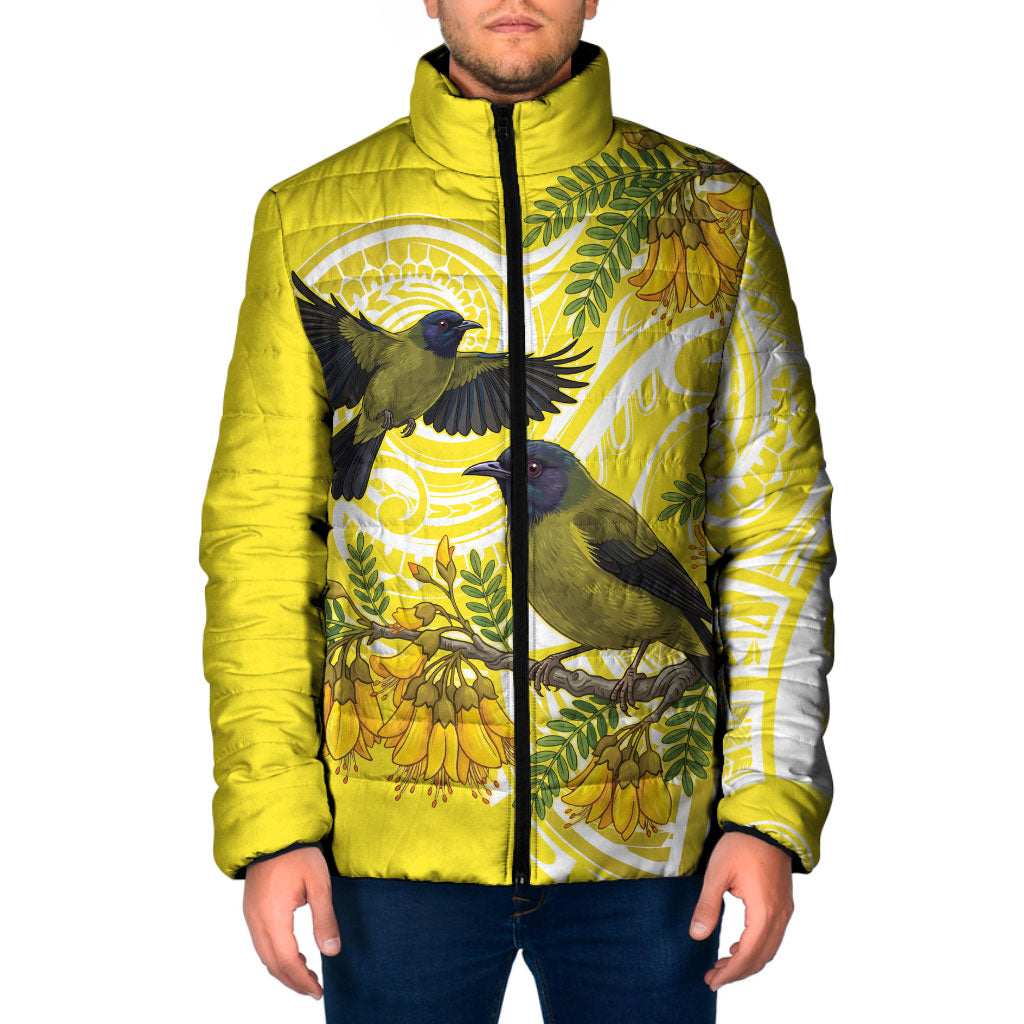 Bellbird New Zealand Padded Jacket Korimako Kowhai Maori Pattern LT14 Men Yellow - Polynesian Pride