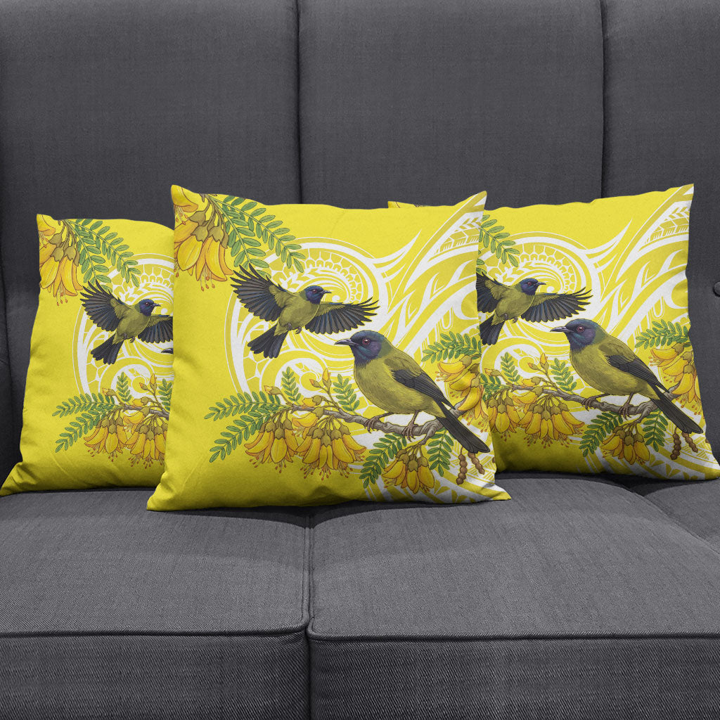 Bellbird New Zealand Pillow Cover Korimako Kowhai Maori Pattern LT14 - Polynesian Pride