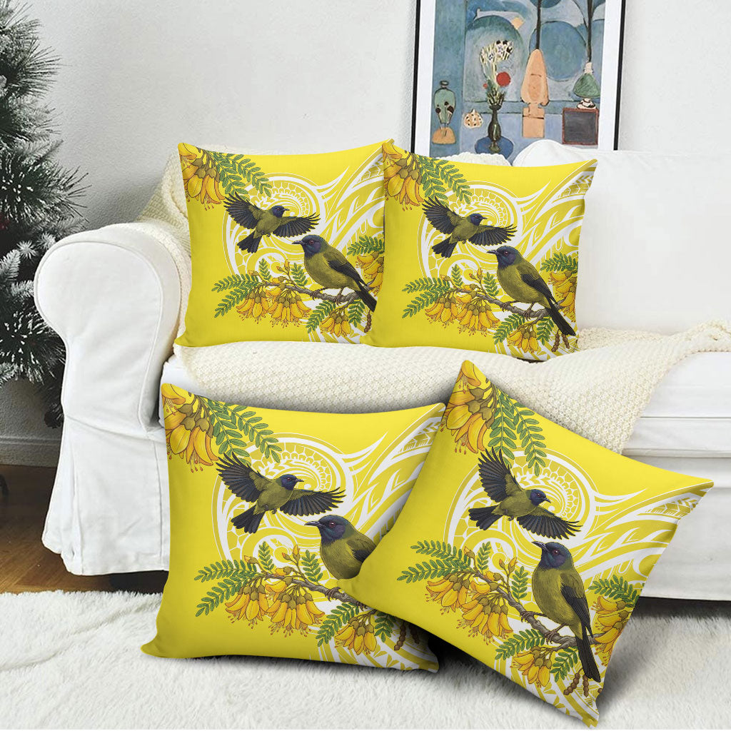 Bellbird New Zealand Pillow Cover Korimako Kowhai Maori Pattern LT14 - Polynesian Pride