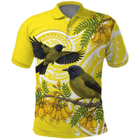 Bellbird New Zealand Polo Shirt Korimako Kowhai Maori Pattern LT14 Yellow - Polynesian Pride
