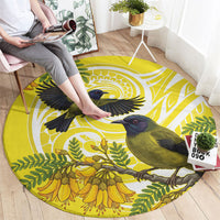Bellbird New Zealand Round Carpet Korimako Kowhai Maori Pattern LT14 - Polynesian Pride