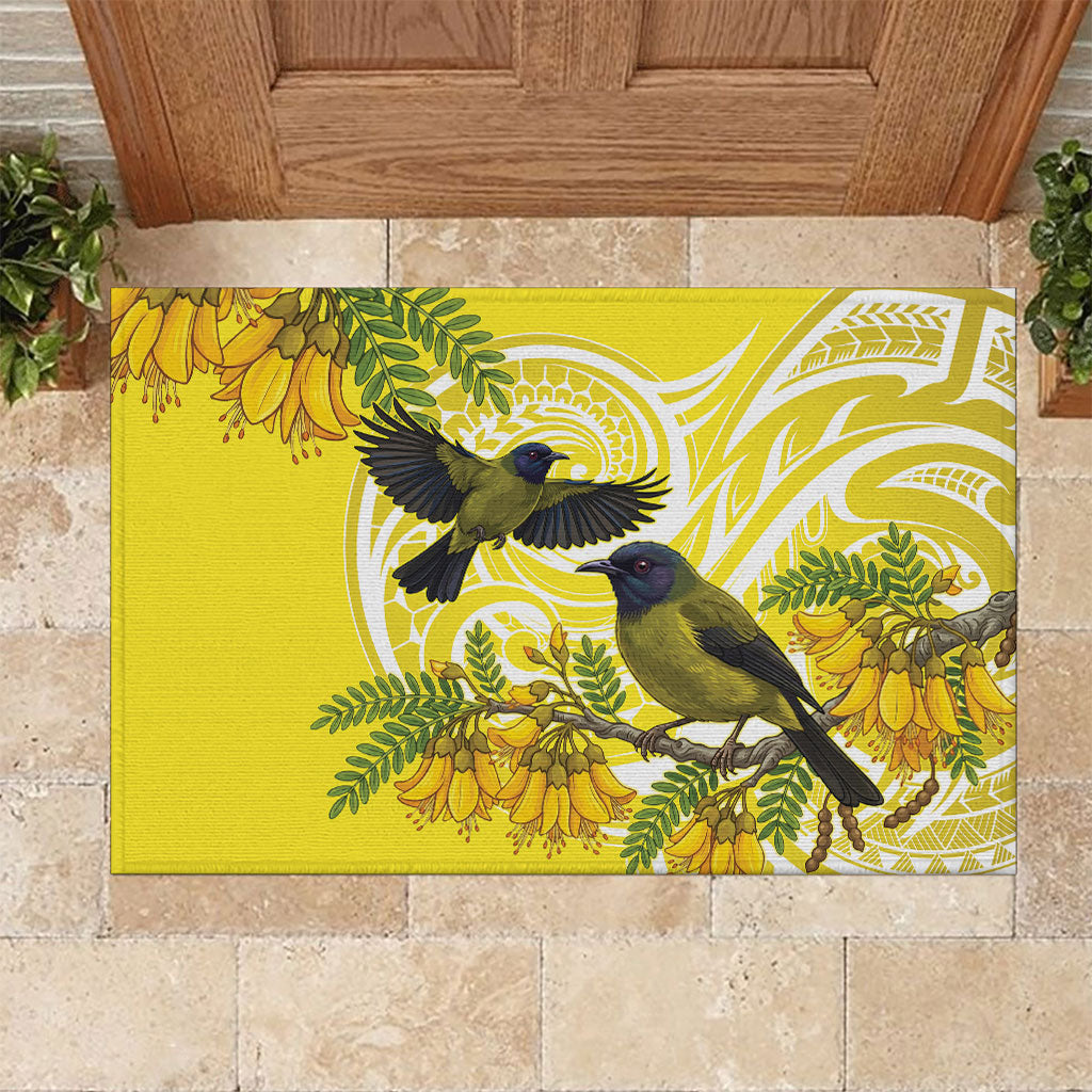 Bellbird New Zealand Rubber Doormat Korimako Kowhai Maori Pattern LT14 Yellow - Polynesian Pride