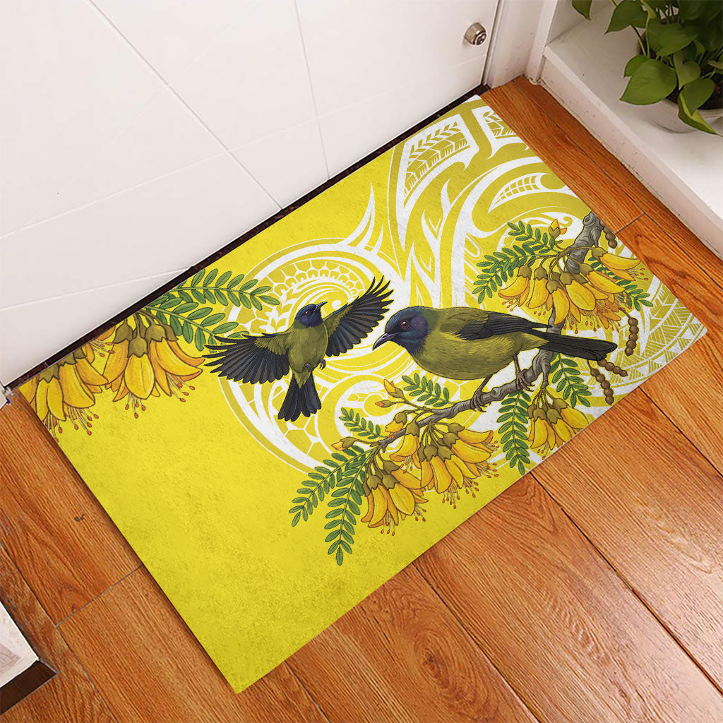 Bellbird New Zealand Rubber Doormat Korimako Kowhai Maori Pattern LT14 - Polynesian Pride