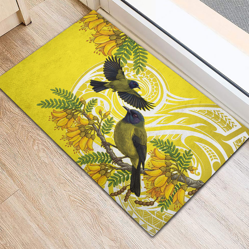 Bellbird New Zealand Rubber Doormat Korimako Kowhai Maori Pattern LT14 - Polynesian Pride