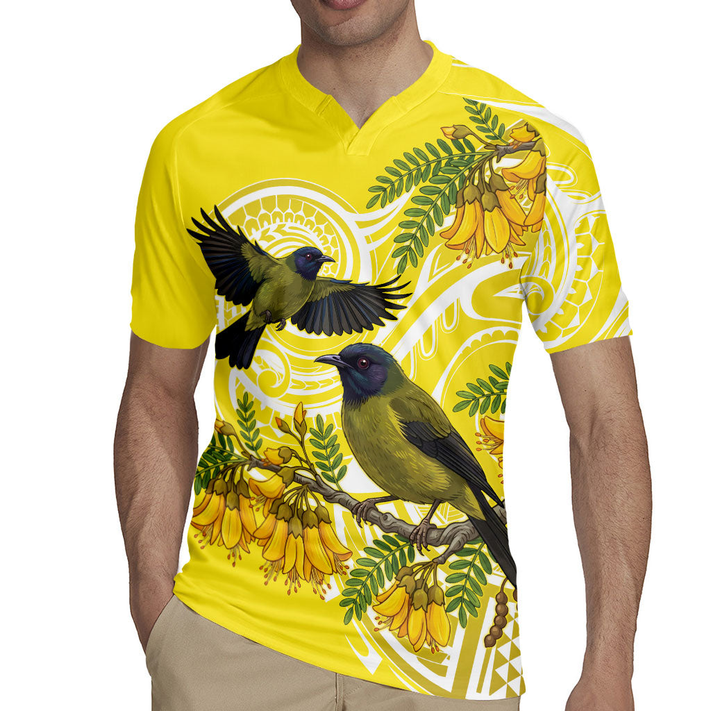 Bellbird New Zealand Rugby Jersey Korimako Kowhai Maori Pattern LT14 - Polynesian Pride